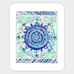 Ocean Blue Watercolor Mandala Sticker